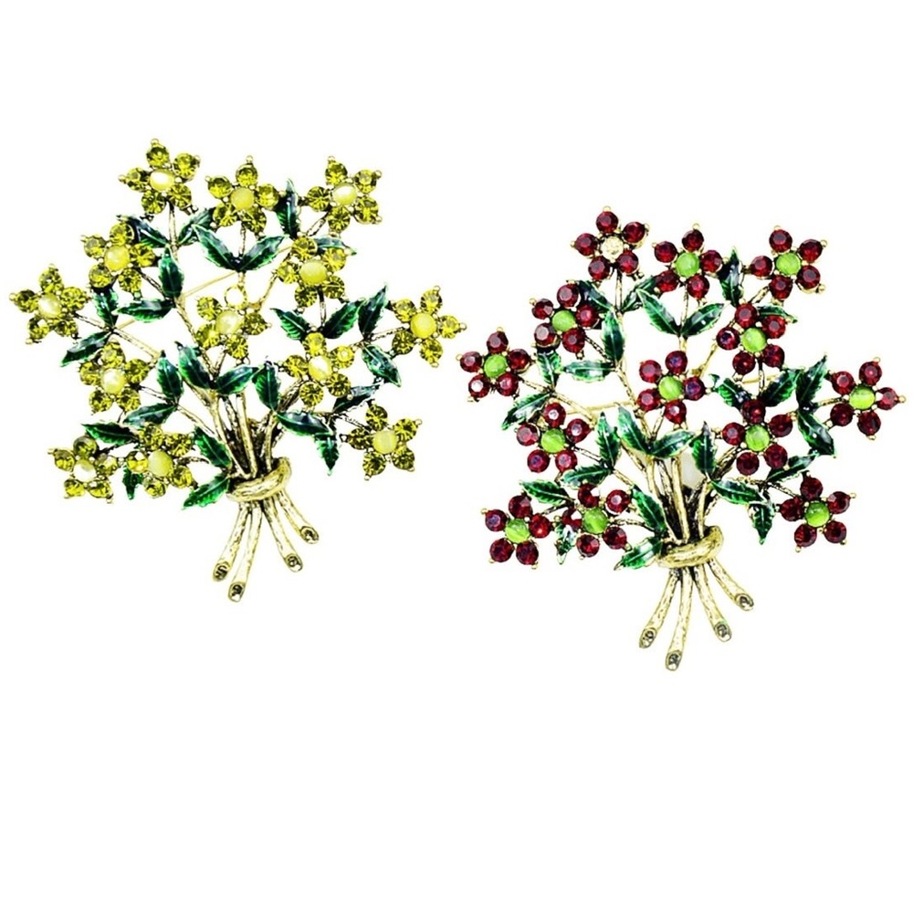 Rhinestone Large Flower Brooches For Women 2 Colors Available